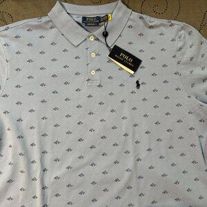 RALPH LAUREN CLASSIC FIT STRETCH MESH BLUE & D. RLP POLO SHIRT SIZE XXL MEN $125